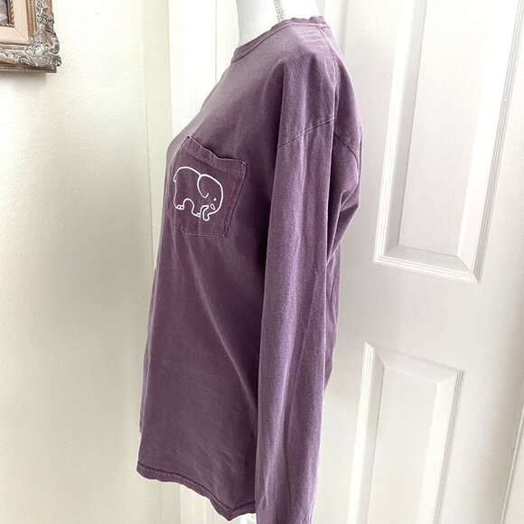 Ivory Ella Comfort Colors Long Sleeve Purple Tee Logo Graphic Size Medium  B16 - Picture 3 of 9